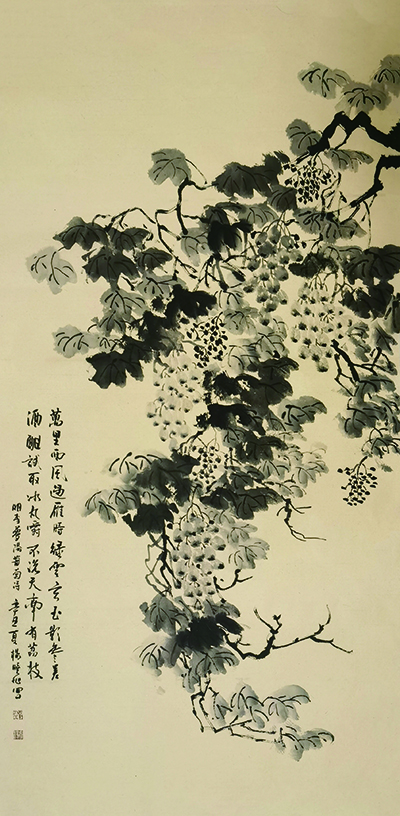 水墨葡萄，136x68cm,2021年.jpg